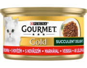 PURINA Gourmet Gold Succulent Delights Beef - mokré krmivo pro kočky - 85g
