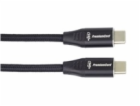 PREMIUMCORD Kabel USB-C M/M, 240W 480Mbps černý bavlněný ...