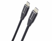 PremiumCord ku31cv15 USB-C M/M, 240W 480 MBps, 1,5m PREMIUMCORD Kabel USB-C M/M, 240W 480Mbps černý bavlněný oplet, 1,5m