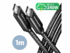AXAGON BUCM2-CM10AB, CHARGE kabel USB-C <-> USB-C, 1m, Hi...