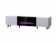RTV skříňka PAFOS EF s elektrickým krbem 180x42x49 cm bílá mat