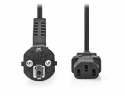 NEDIS napájecí kabel/ Typ F zástrčka - IEC-320-C13/ přímý/ úhlový/ černý/ bulk/ 2m