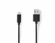 NEDIS kabel USB 2.0/ zástrčka USB-A - zástrčka USB-Micro B/ kulatý/ černý/ bulk/ 1m