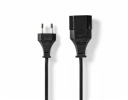 NEDIS napájecí kabel pro adaptéry/ Euro zástrčka - Euro zásuvka/ přímý-přímý/ dvoulinka/ černý/ bulk/ 2m
