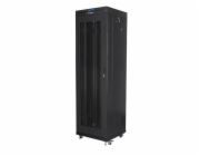 LANBERG Volně stojící skříň 19" 42U/600x600 (v rozloženém stavu) síťované dveře LCD černá (RAL9004)  