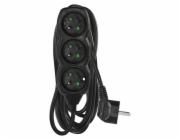 Prodlužovací kabel 5 m / 3 zásuvky / černý / PVC / 1,5 mm2