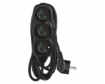 Prodlužovací kabel 5 m / 3 zásuvky / černý / PVC / 1,5 mm2