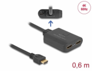 Delock HDMI Splitter 1 x vstupní HDMI na 2 x výstupní HDMI 4K 60 Hz, se zařízením na snížení měřítka