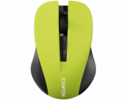CANYON myš optická bezdrátová CMSW1, nastavitelné rozlišení 800/1000/1200 dpi, 4 tl, USB nano reciever, žlutá
