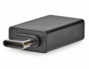 NEDIS USB-C adaptér/ USB 3.2 Gen 1/ zástrčka USB-C/ zásuvka USB-A/ 5 Gbps/ OTG/ kulatý/ poniklovaný/ černý/ blistr
