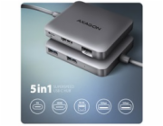 AXAGON HMC-5HL USB 5Gbps hub, 2x USB-A, HDMI 4k/60Hz, RJ-45 GLAN, PD 100W, kabel USB-C 20cm