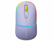 CANYON myš optická bezdrátová MW-22, RGB, 800/1200/1600 dpi, 4 tl, BT+2,4GHz, baterie 650mAh, mountain lavender