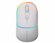 CANYON myš optická bezdrátová MW-22, RGB, 800/1200/1600 dpi, 4 tl, BT+2,4GHz, baterie 650mAh, snow white