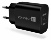 Connect IT CWC-2070-BK CONNECT IT Voyager2 nabíjecí adaptér 1×USB-C, 25W PD, černá
