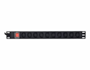 Rack napájecí lišta PDU 10xC13 1U 16A C19 2m