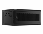LANBERG Nástěnná jednodílná skříň 19", 4U/600x450, (v rozloženém stavu), perforované dveře, černá (RAL9004)