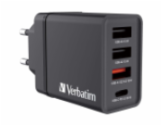 Verbatim Nabíječka 30W, 1x USB-C, 3x USB-A (černá, PD 3.0, QC 3.0)
