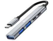 Sandberg USB-C hub Saver, porty 2xUSB-A a 2xUSB-C, stříbrná