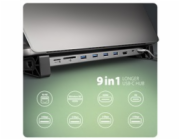 AXAGON HMC-10HLS, USB 5Gbps hub, 4x USB-A, HDMI 4k/60Hz, RJ-45 GLAN, SD/mSD, PD 100W, kabel USB-C 25cm