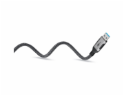 Goobay Ethernetový kabel USB-A 3.2 Gen1 samec > RJ-45 samec (černo-stříbrný, 5 metrů, opletený textilní plášť)