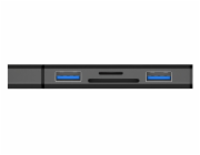 CONNECT IT COMPACT 4v1 USB-A hub + čtečka karet, (2xUSB-A 3.0, 1xSD, 1xMicroSD), externí, ANTRACITOVÁ