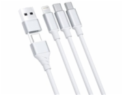 3mk nabíjecí kabel - Hyper Cable 3in1 A/C to C/Micro/Lightning 1.5m, bílá