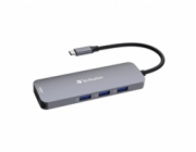 VERBATIM Hub USB-C Pro Multiport 8 Port, 3x USB 3.2, 1x USB-C, 2xHDMI, microSD/SD, šedá