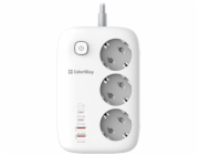 COLORWAY Prodlužovací napájecí přívod/ 3x Schuko/ 2x USB-A 60W/ 2x USB-C 65W/ kabel 2m