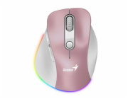 GENIUS Ergo 9000S Pro Pink/ duální Bluetooth + 2,4GHz/ 2400 dpi/ bezdrátová/ 6tlačítková/ dobíjecí/ RGB/ růžová