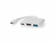 NEDIS USB 3.2 Gen 1 adaptér/ USB-C zástrčka - USB-A zásuvka - USB-C zásuvka/ výstup HDMI/ bílý/ box/ 10 cm