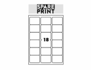 SPARE PRINT PREMIUM Samolepicí etikety bílé, 100 archů A4 v krabici (1arch/18x etiketa 68x47mm)