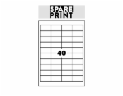 SPARE PRINT PREMIUM Samolepicí etikety bílé, 100 archů A4 v krabici (1arch/40x etiketa 48,5x25,4mm)