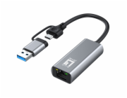 Adaptér LevelOne USB Adaptér LevelOne USB-C + USB-A -> RJ45 10/100/1000/2500 gr