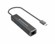 Koncepční AV adaptér CONCEPTRONIC Adaptér USB-C ->RJ45 Gigabit, 2xUSB-C 2xUSB-A sw