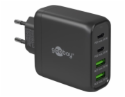 Goobay Víceportová rychlonabíječka USB-C, PD, GaN, 68 wattů (černá, 2x USB-C, 2x USB-A, Power Delivery, QuickCharge)