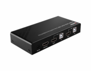Lindy 2portový KVM přepínač HDMI 4K60, USB 2.0 a zvuk, KVM přepínač