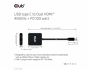 Club3D Video hub MST USB-C na 2xHDMI + USB-C PD 3.0, 4K60Hz