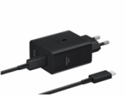 Samsung Dual USB-C 50W Cestovní nabíječka + USB-C Datový Kabel Black