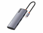 Tellur USB-C hub, PD 3.0 100W, HDMI, 3xUSB 3.0 šedý