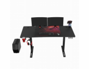 ULTRADESK herní stůl LEVEL V2 RED, 140x68cm, 72-117cm, elektricky nastavitelný, s XXL podložkou pod myš, držák na sluchátka
