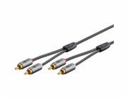 Goobay Stereofonní cinch kabel Plus (černo-stříbrný, 1 metr)