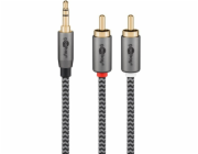 Goobay Plus audio adaptérový kabel AUX 3,5 mm jack > stereo RCA zástrčka (černo-stříbrná, 2 metry)