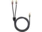 Goobay Plus RCA Y-kabel (černo-stříbrný, 2 metry)