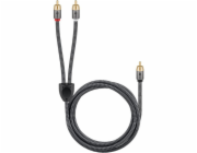Goobay Plus RCA Y-kabel (černo-stříbrný, 2 metry)