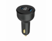 Gembird Rychlonabíječka do auta 2xUSB-A+C, Type-C (PD), LCD, 65W, černá