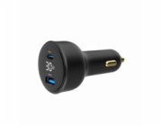 GEMBIRD Nabíječka do auta, 1x USB, 1xUSB-C, rychlo-nabíječka, QC3.0, 30 W, černá