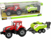 TRITON Červený farmářský traktor LeanToys se zeleným třecím pohonem secího stroje