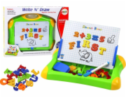LeanToys Magnetická vzdělávací tabule s písmeny, čísly a fixem, houbičkou