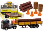 LeanToys Truck s modrým přívěsem 1:24, klády, zvuky, světla