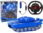 LeanToys Dálkově ovládaný R/C tank, světla, zvuk modře 1:18 27MHz